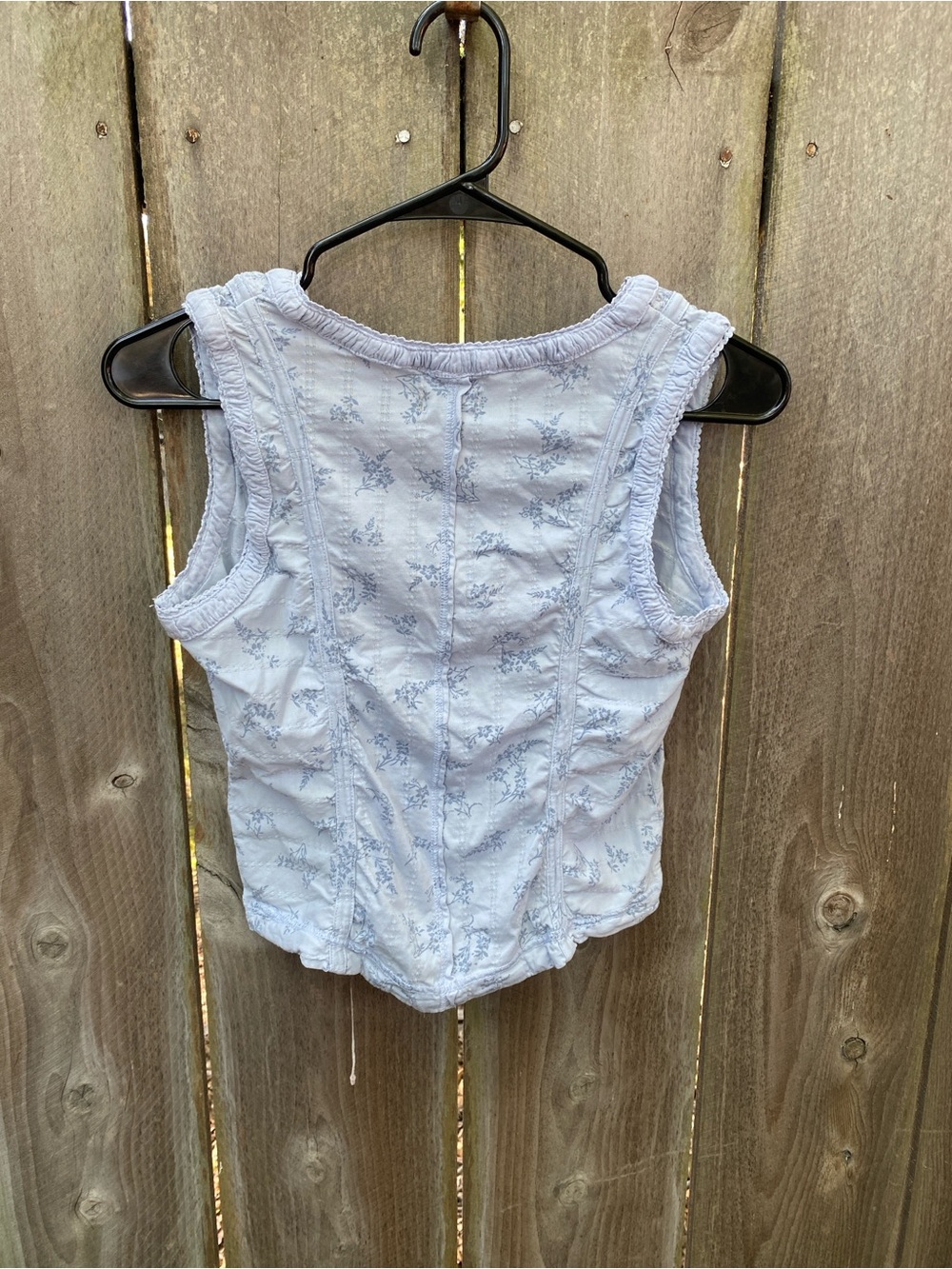 Anthropologie Pilcro Pointelle Floral Henley Tank Blue Small Y2K - Picture 4 of 9